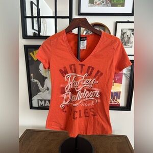 Harley-Davidson Women's Orange Graphic V-Neck Tee